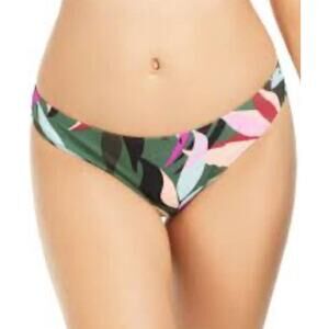 Hula Honey Olive Low rise Tropical Print Hipster Bikini Bottoms - L
